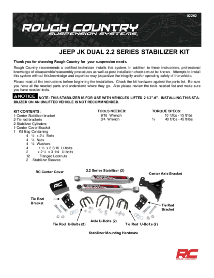 Single Rough Country 2-8Lift N3 Steering Stabilizer For 2007-2017 Jeep Wrangler